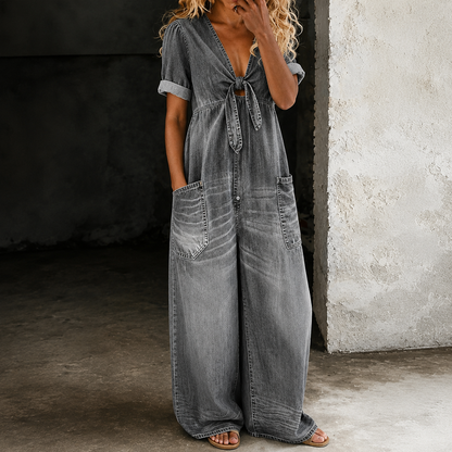 Maya | Denim Overall mit weitem Bein