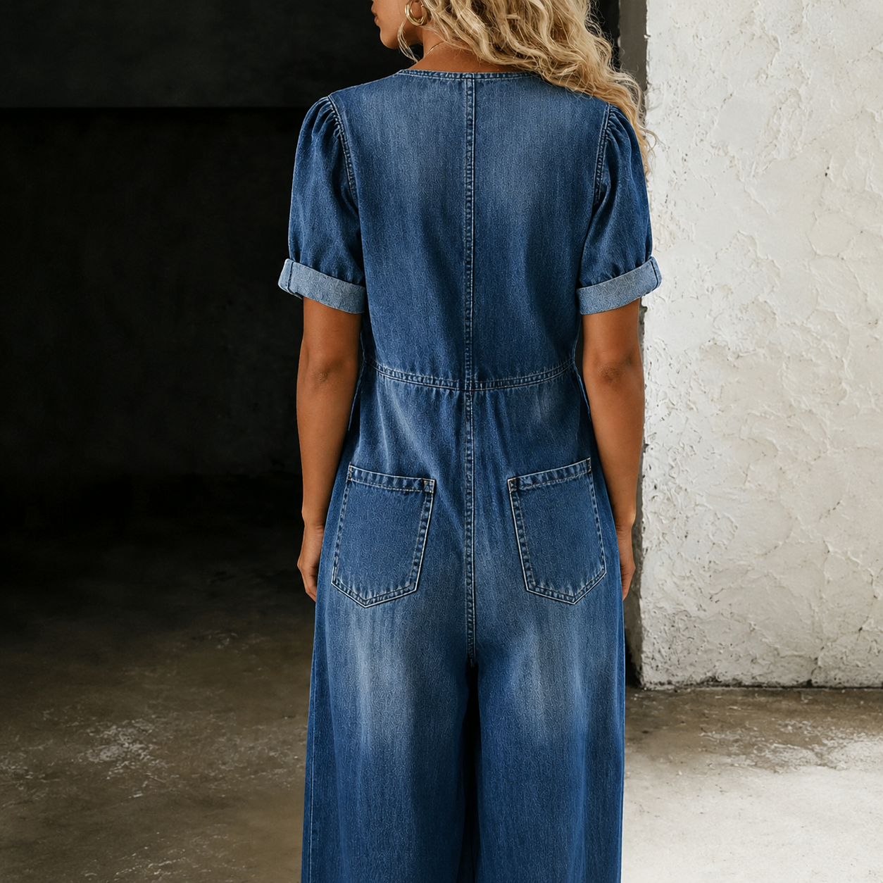 Maya | Denim Overall mit weitem Bein