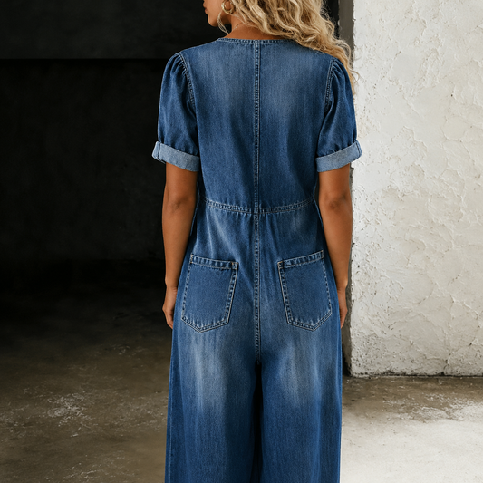 Maya | Denim Overall mit weitem Bein