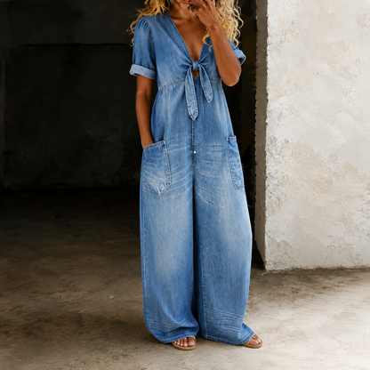 Maya | Denim Overall mit weitem Bein
