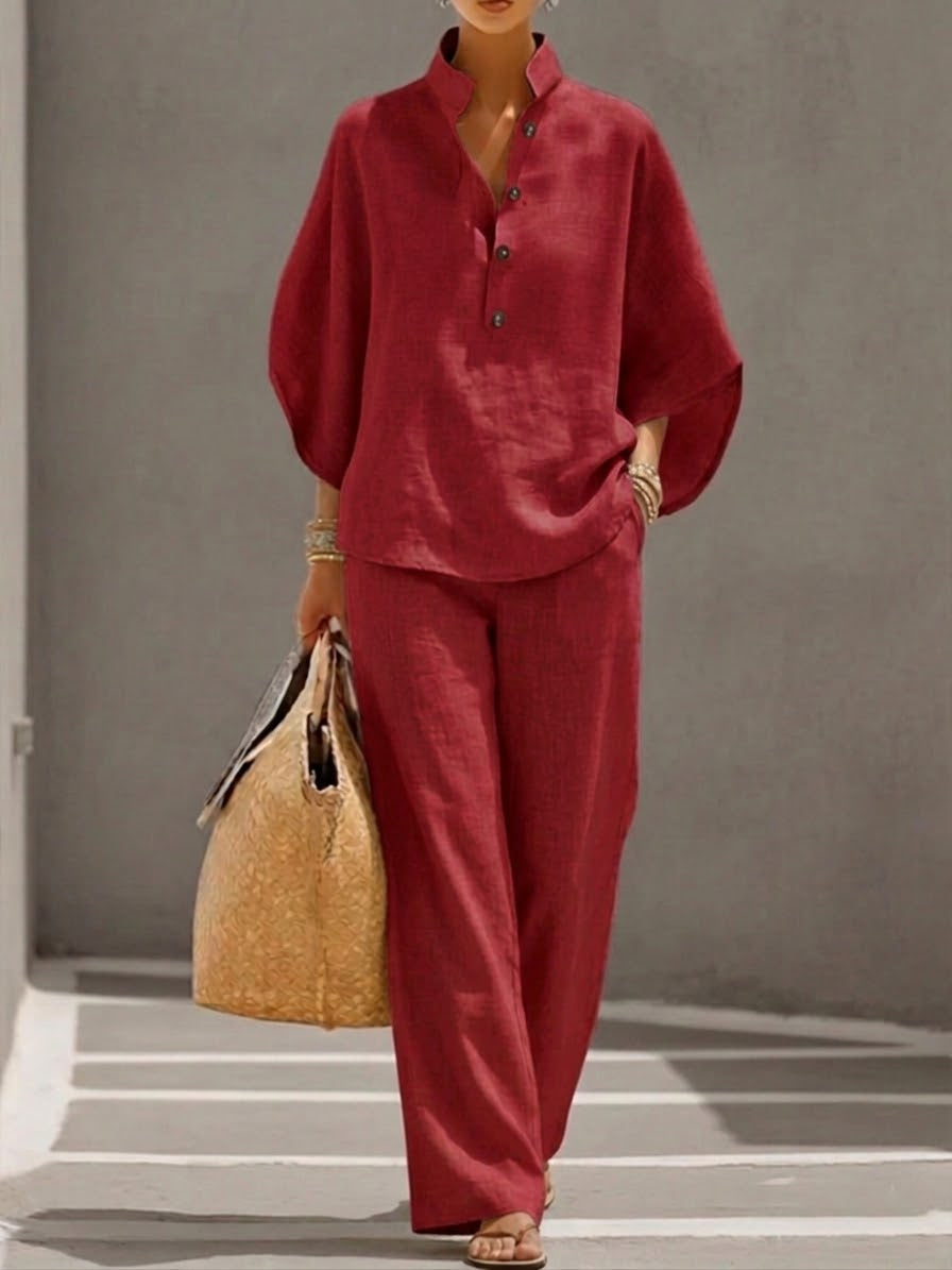 Mariel | Ensemble mit weitem Hosen und Fledermausärmeln